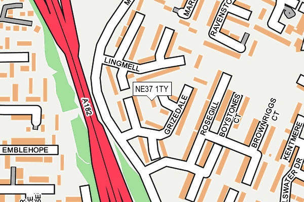 NE37 1TY map - OS OpenMap – Local (Ordnance Survey) NE37 1TY map - OS OpenMap – Local (Ordnance Survey)