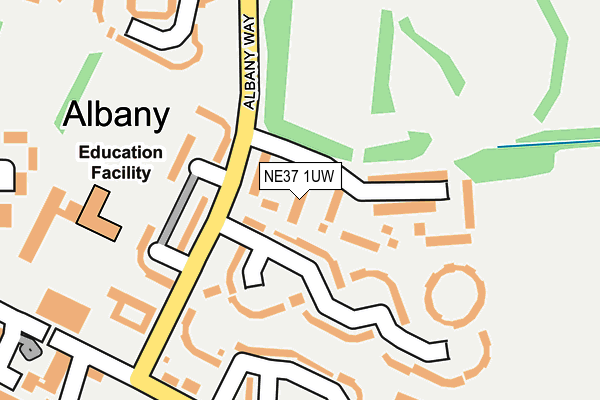 NE37 1UW map - OS OpenMap – Local (Ordnance Survey) NE37 1UW map - OS OpenMap – Local (Ordnance Survey)