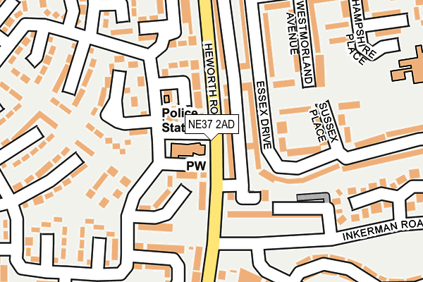 NE37 2AD map - OS OpenMap – Local (Ordnance Survey) NE37 2AD map - OS OpenMap – Local (Ordnance Survey)