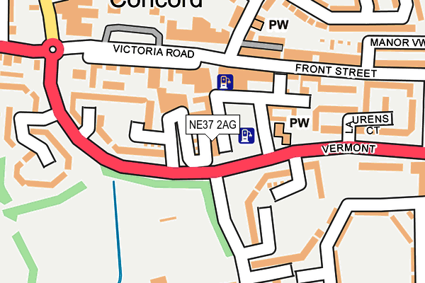 NE37 2AG map - OS OpenMap – Local (Ordnance Survey) NE37 2AG map - OS OpenMap – Local (Ordnance Survey)