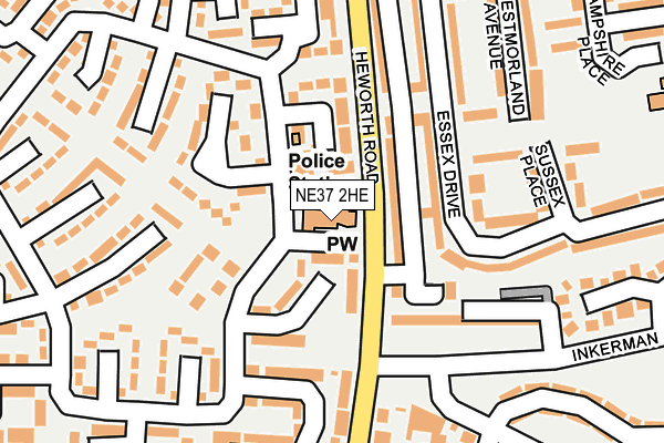 NE37 2HE map - OS OpenMap – Local (Ordnance Survey) NE37 2HE map - OS OpenMap – Local (Ordnance Survey)