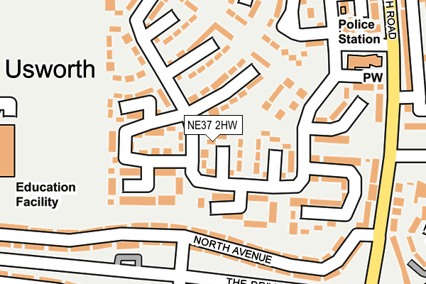 NE37 2HW map - OS OpenMap – Local (Ordnance Survey) NE37 2HW map - OS OpenMap – Local (Ordnance Survey)