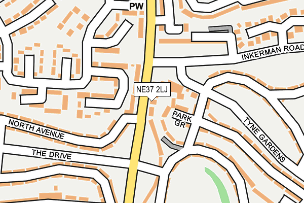 NE37 2LJ map - OS OpenMap – Local (Ordnance Survey) NE37 2LJ map - OS OpenMap – Local (Ordnance Survey)
