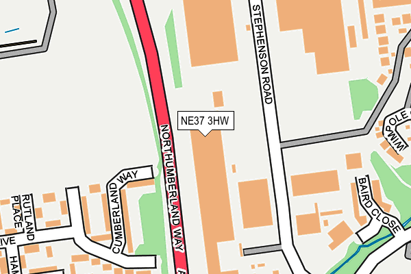 NE37 3HW map - OS OpenMap – Local (Ordnance Survey) NE37 3HW map - OS OpenMap – Local (Ordnance Survey)