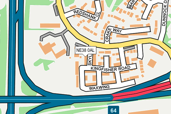 NE38 0AL map - OS OpenMap – Local (Ordnance Survey) NE38 0AL map - OS OpenMap – Local (Ordnance Survey)