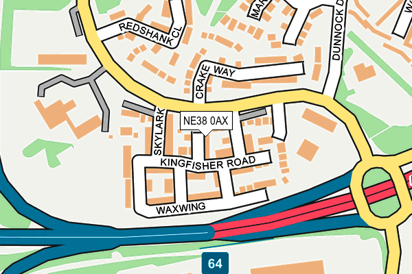 NE38 0AX map - OS OpenMap – Local (Ordnance Survey) NE38 0AX map - OS OpenMap – Local (Ordnance Survey)