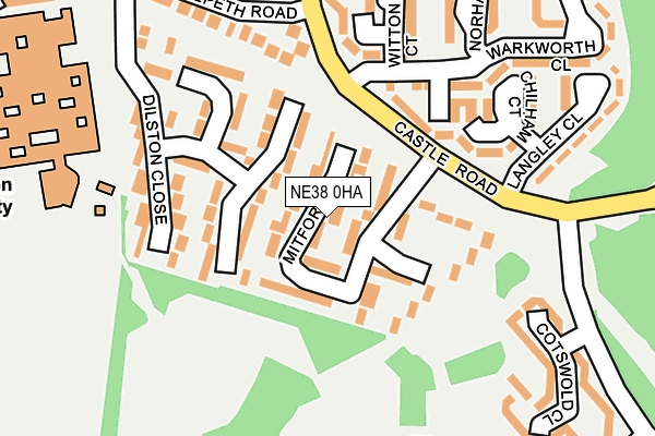NE38 0HA map - OS OpenMap – Local (Ordnance Survey) NE38 0HA map - OS OpenMap – Local (Ordnance Survey)