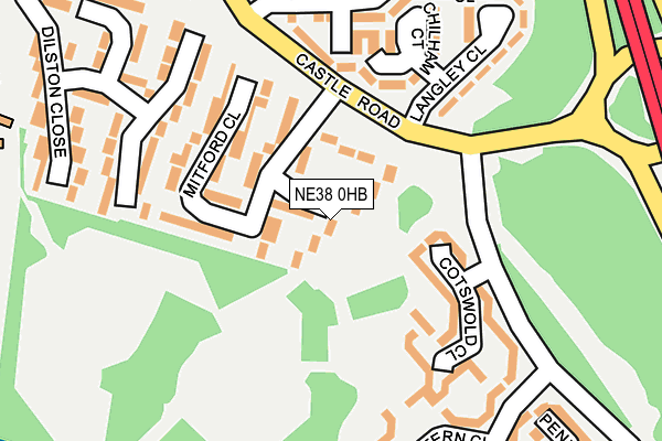 NE38 0HB map - OS OpenMap – Local (Ordnance Survey) NE38 0HB map - OS OpenMap – Local (Ordnance Survey)