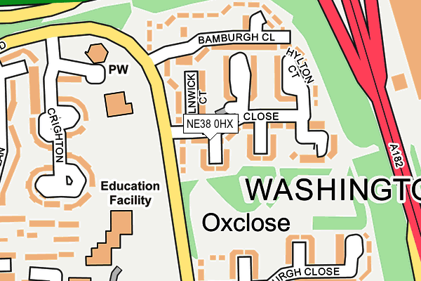 NE38 0HX map - OS OpenMap – Local (Ordnance Survey) NE38 0HX map - OS OpenMap – Local (Ordnance Survey)