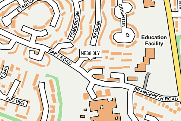NE38 0LY map - OS OpenMap – Local (Ordnance Survey) NE38 0LY map - OS OpenMap – Local (Ordnance Survey)