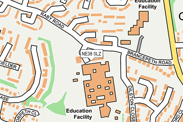 NE38 0LZ map - OS OpenMap – Local (Ordnance Survey) NE38 0LZ map - OS OpenMap – Local (Ordnance Survey)