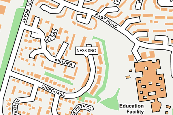 NE38 0NQ map - OS OpenMap – Local (Ordnance Survey) NE38 0NQ map - OS OpenMap – Local (Ordnance Survey)