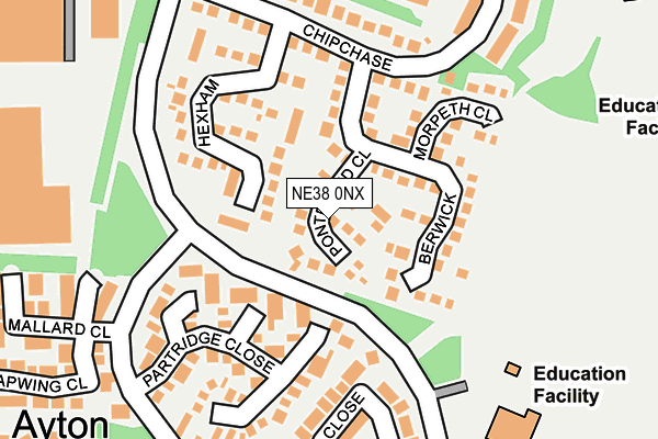 NE38 0NX map - OS OpenMap – Local (Ordnance Survey) NE38 0NX map - OS OpenMap – Local (Ordnance Survey)