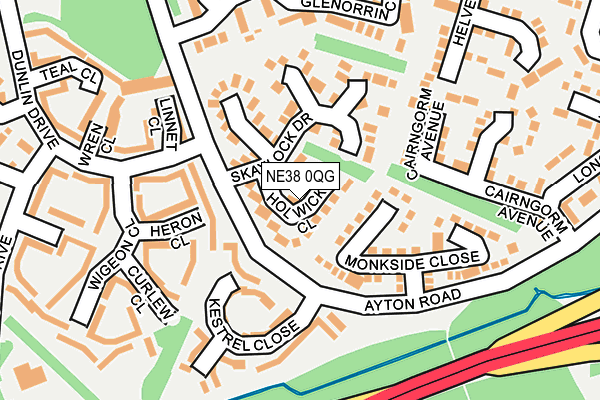 NE38 0QG map - OS OpenMap – Local (Ordnance Survey)