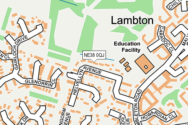 NE38 0QJ map - OS OpenMap – Local (Ordnance Survey) NE38 0QJ map - OS OpenMap – Local (Ordnance Survey)