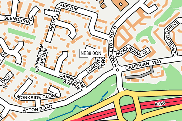 NE38 0QN map - OS OpenMap – Local (Ordnance Survey) NE38 0QN map - OS OpenMap – Local (Ordnance Survey)