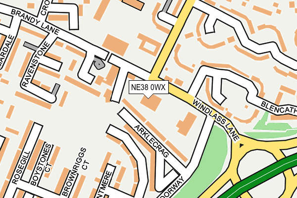 NE38 0WX map - OS OpenMap – Local (Ordnance Survey) NE38 0WX map - OS OpenMap – Local (Ordnance Survey)