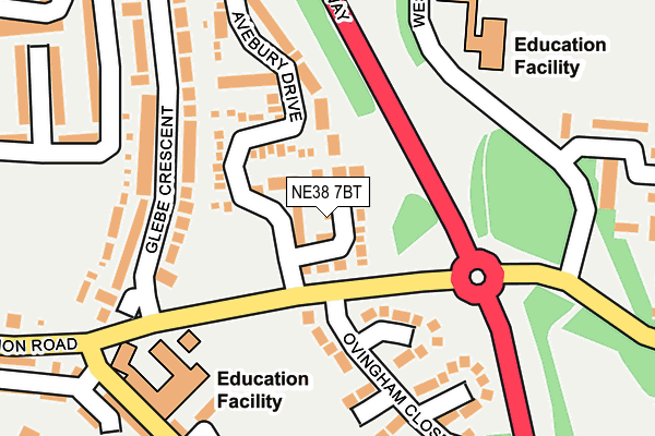 NE38 7BT map - OS OpenMap – Local (Ordnance Survey) NE38 7BT map - OS OpenMap – Local (Ordnance Survey)