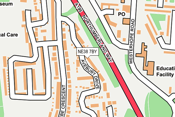 NE38 7BY map - OS OpenMap – Local (Ordnance Survey)