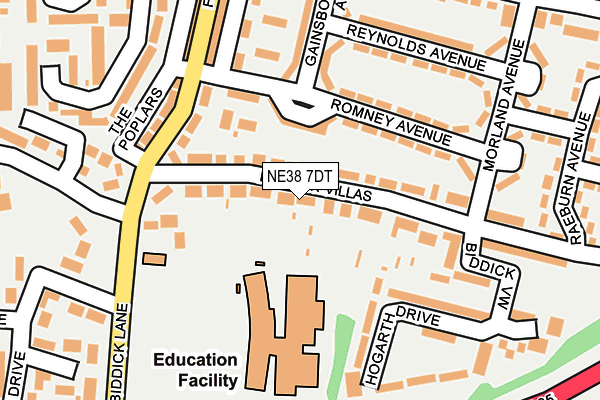 NE38 7DT map - OS OpenMap – Local (Ordnance Survey) NE38 7DT map - OS OpenMap – Local (Ordnance Survey)