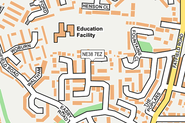 NE38 7EZ map - OS OpenMap – Local (Ordnance Survey) NE38 7EZ map - OS OpenMap – Local (Ordnance Survey)