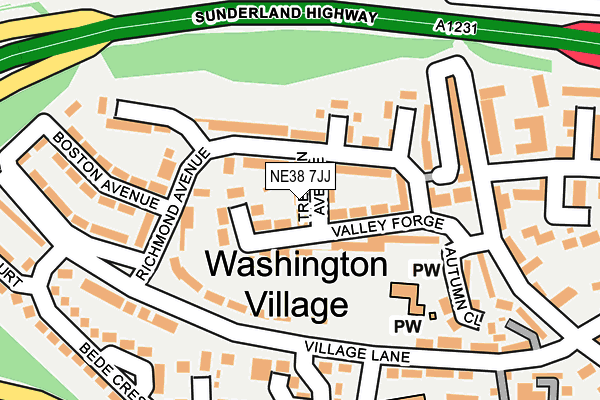 NE38 7JJ map - OS OpenMap – Local (Ordnance Survey) NE38 7JJ map - OS OpenMap – Local (Ordnance Survey)