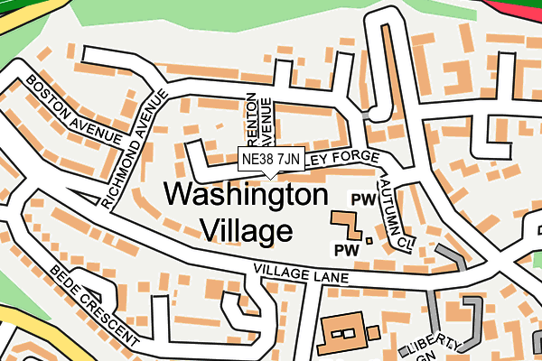 NE38 7JN map - OS OpenMap – Local (Ordnance Survey)