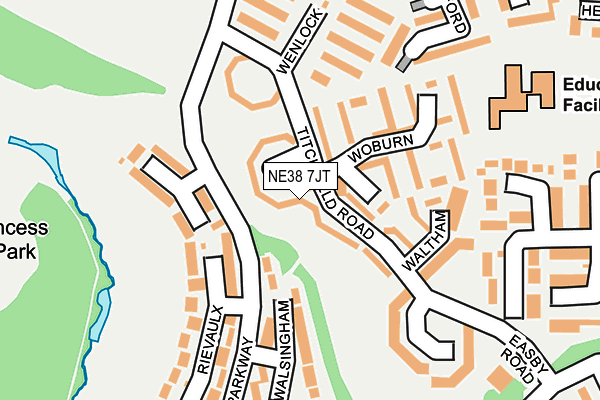 NE38 7JT map - OS OpenMap – Local (Ordnance Survey) NE38 7JT map - OS OpenMap – Local (Ordnance Survey)