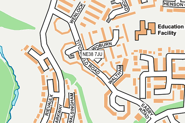 NE38 7JU map - OS OpenMap – Local (Ordnance Survey) NE38 7JU map - OS OpenMap – Local (Ordnance Survey)