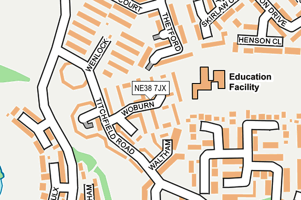 NE38 7JX map - OS OpenMap – Local (Ordnance Survey) NE38 7JX map - OS OpenMap – Local (Ordnance Survey)
