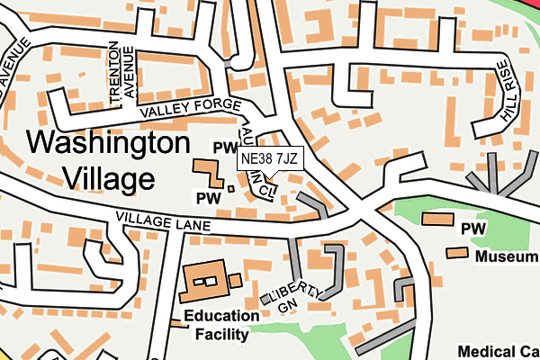 NE38 7JZ map - OS OpenMap – Local (Ordnance Survey) NE38 7JZ map - OS OpenMap – Local (Ordnance Survey)