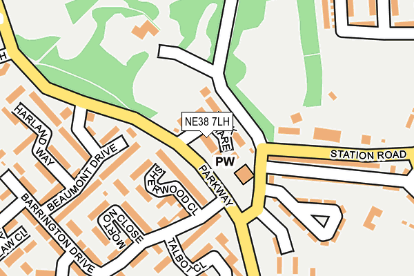 NE38 7LH map - OS OpenMap – Local (Ordnance Survey) NE38 7LH map - OS OpenMap – Local (Ordnance Survey)