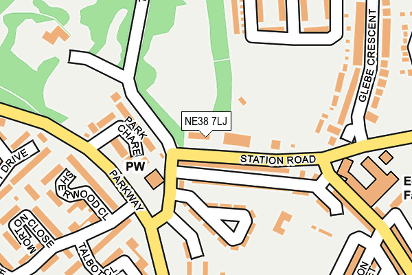 NE38 7LJ map - OS OpenMap – Local (Ordnance Survey) NE38 7LJ map - OS OpenMap – Local (Ordnance Survey)