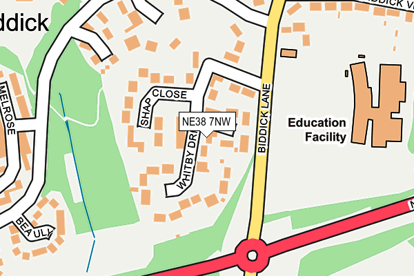 NE38 7NW map - OS OpenMap – Local (Ordnance Survey) NE38 7NW map - OS OpenMap – Local (Ordnance Survey)