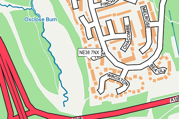 NE38 7NX map - OS OpenMap – Local (Ordnance Survey) NE38 7NX map - OS OpenMap – Local (Ordnance Survey)