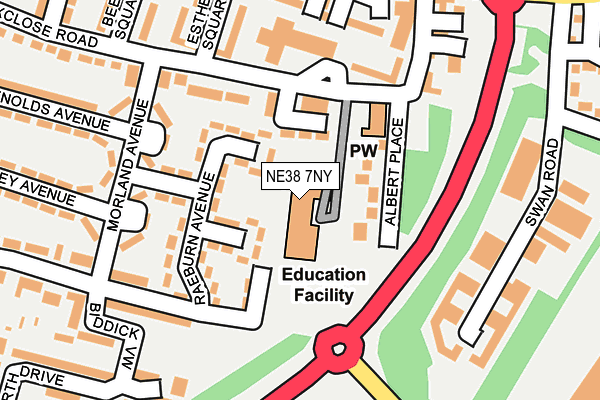 NE38 7NY map - OS OpenMap – Local (Ordnance Survey) NE38 7NY map - OS OpenMap – Local (Ordnance Survey)
