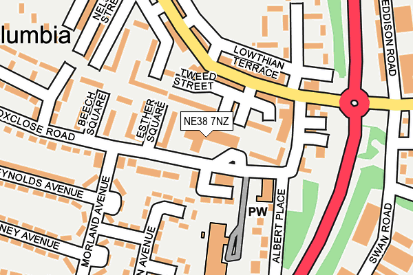 NE38 7NZ map - OS OpenMap – Local (Ordnance Survey) NE38 7NZ map - OS OpenMap – Local (Ordnance Survey)