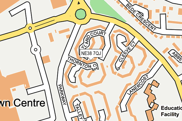 NE38 7QJ map - OS OpenMap – Local (Ordnance Survey) NE38 7QJ map - OS OpenMap – Local (Ordnance Survey)