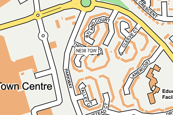 NE38 7QW map - OS OpenMap – Local (Ordnance Survey) NE38 7QW map - OS OpenMap – Local (Ordnance Survey)