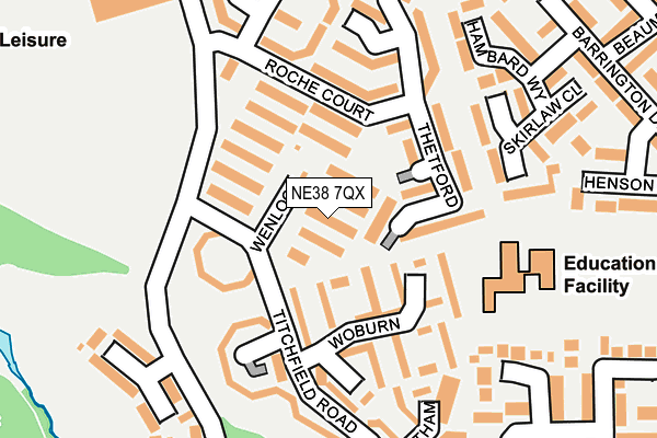 NE38 7QX map - OS OpenMap – Local (Ordnance Survey) NE38 7QX map - OS OpenMap – Local (Ordnance Survey)