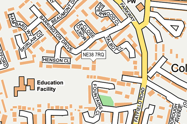NE38 7RQ map - OS OpenMap – Local (Ordnance Survey) NE38 7RQ map - OS OpenMap – Local (Ordnance Survey)