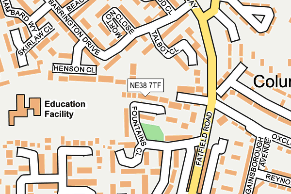 NE38 7TF map - OS OpenMap – Local (Ordnance Survey) NE38 7TF map - OS OpenMap – Local (Ordnance Survey)