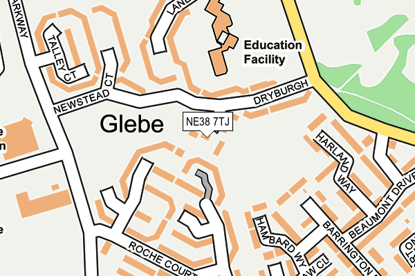NE38 7TJ map - OS OpenMap – Local (Ordnance Survey) NE38 7TJ map - OS OpenMap – Local (Ordnance Survey)