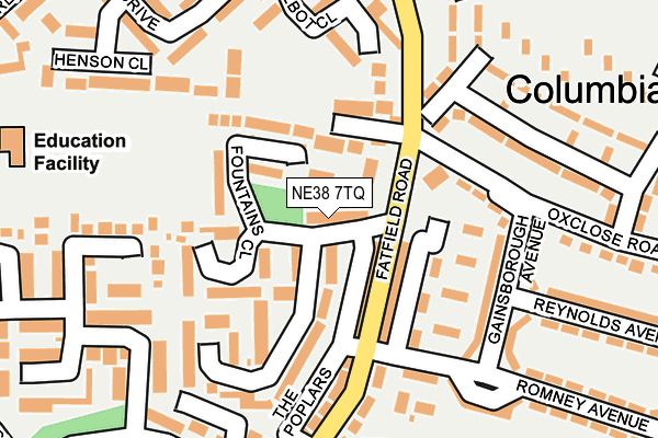 NE38 7TQ map - OS OpenMap – Local (Ordnance Survey) NE38 7TQ map - OS OpenMap – Local (Ordnance Survey)