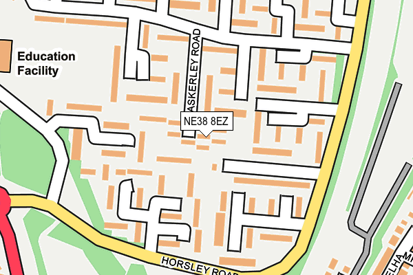 NE38 8EZ map - OS OpenMap – Local (Ordnance Survey) NE38 8EZ map - OS OpenMap – Local (Ordnance Survey)