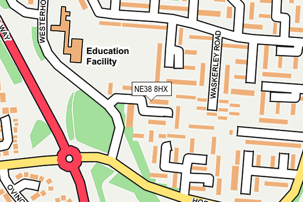 NE38 8HX map - OS OpenMap – Local (Ordnance Survey) NE38 8HX map - OS OpenMap – Local (Ordnance Survey)