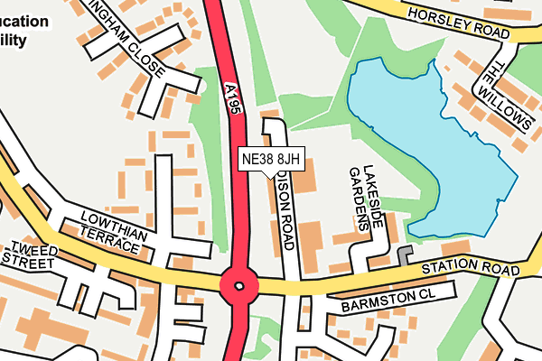 NE38 8JH map - OS OpenMap – Local (Ordnance Survey) NE38 8JH map - OS OpenMap – Local (Ordnance Survey)