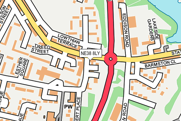 NE38 8LY map - OS OpenMap – Local (Ordnance Survey) NE38 8LY map - OS OpenMap – Local (Ordnance Survey)
