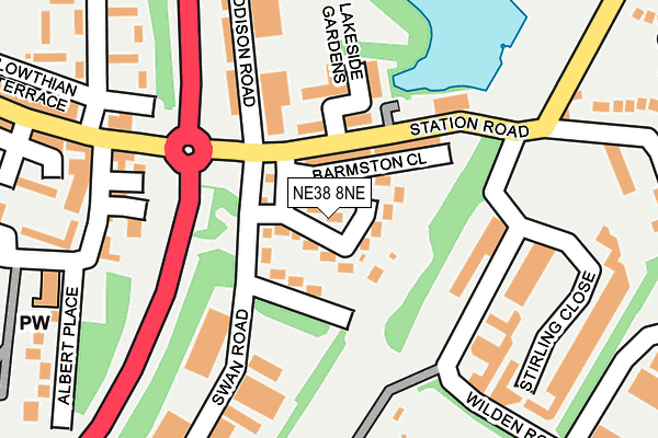NE38 8NE map - OS OpenMap – Local (Ordnance Survey) NE38 8NE map - OS OpenMap – Local (Ordnance Survey)
