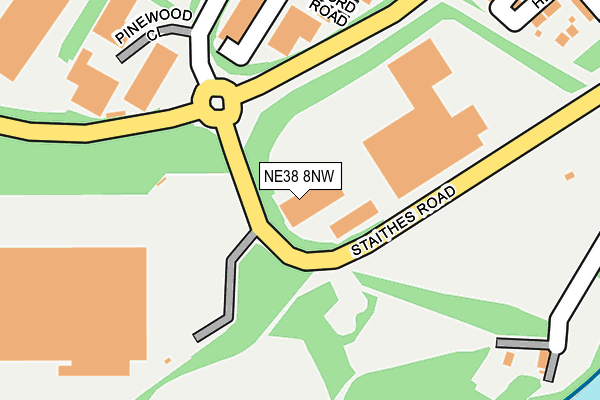 NE38 8NW map - OS OpenMap – Local (Ordnance Survey) NE38 8NW map - OS OpenMap – Local (Ordnance Survey)